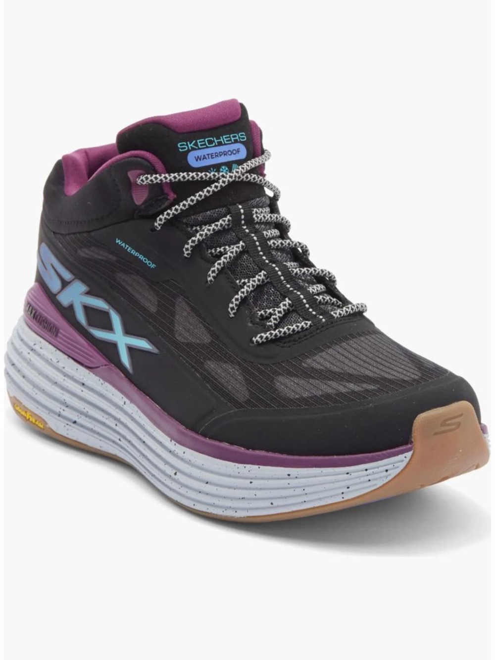 Skechers Women's Black Sneakers with Purple and Light Blue Accents
